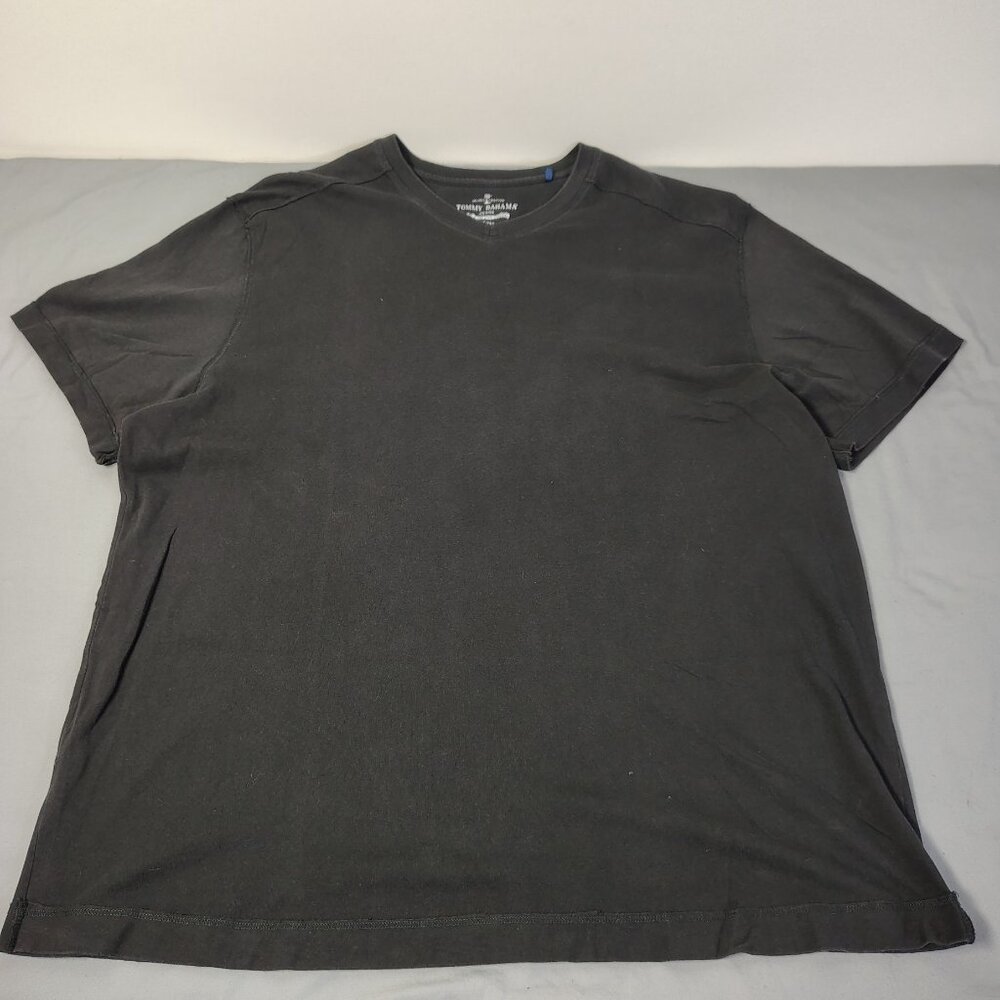 Tommy Bahama T-Shirt Mens XXL Black Reverse Stitch Cotton‎ Short Sleeve V-Neck